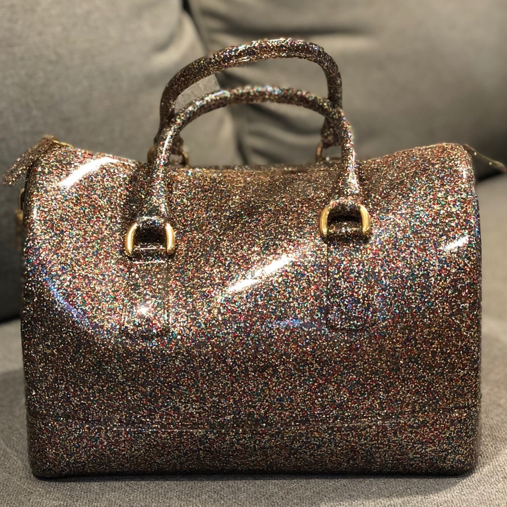 Furla Rubber Candy Multicolor Glitter Satchel
